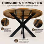 Mangoholz Esstisch Paris rund mit Spider-Gestell