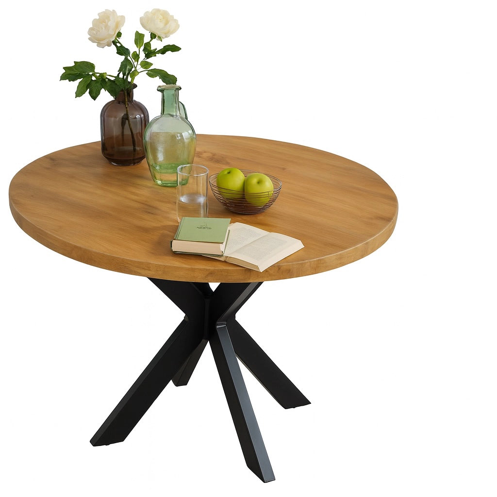 Mangoholz Esstisch Paris rund mit Spider-Gestell