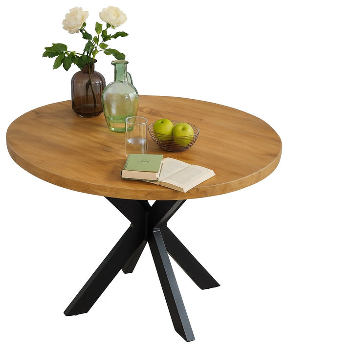 Mangoholz Esstisch Paris rund mit Spider-Gestell