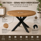 Mangoholz Esstisch Paris rund mit Spider-Gestell