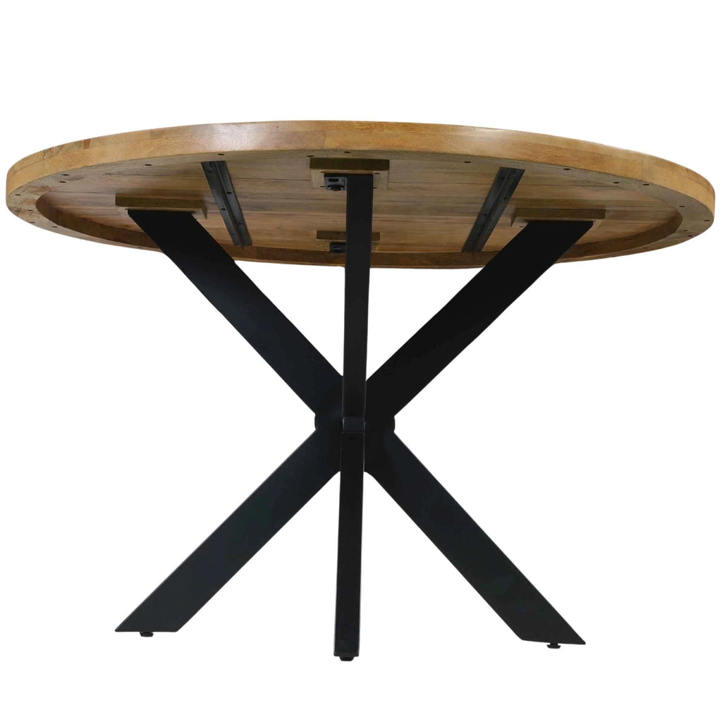 Mangoholz Esstisch Tunis rund mit Spider-Gestell