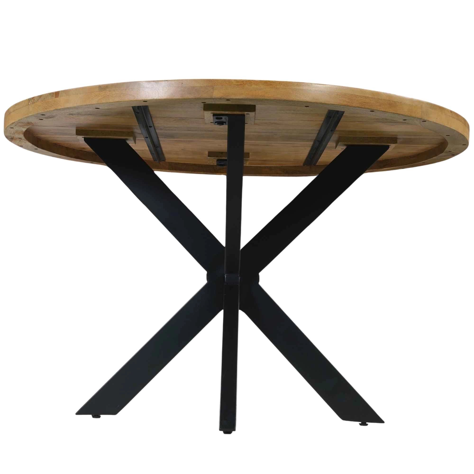 Mangoholz Esstisch Tunis rund mit Spider-Gestell
