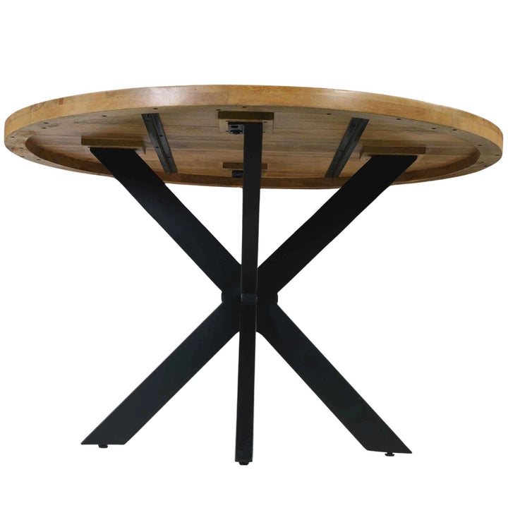 Mangoholz Esstisch Tunis rund mit Spider-Gestell