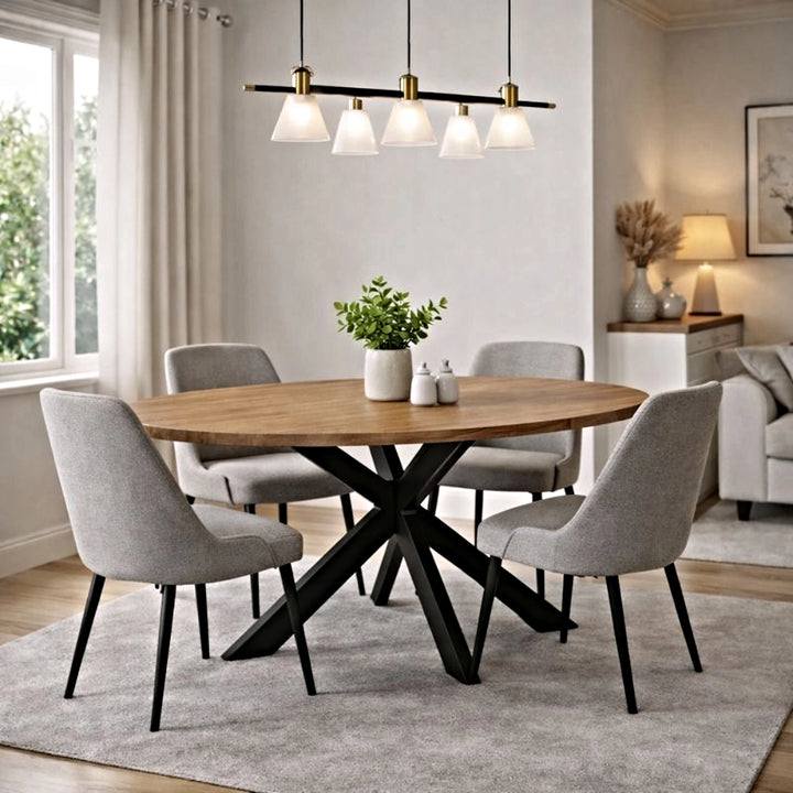 Mangoholz Esstisch Venedig oval mit Spider-Gestell