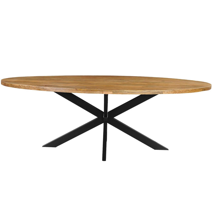 Mangoholz Esstisch Venedig oval mit Spider-Gestell