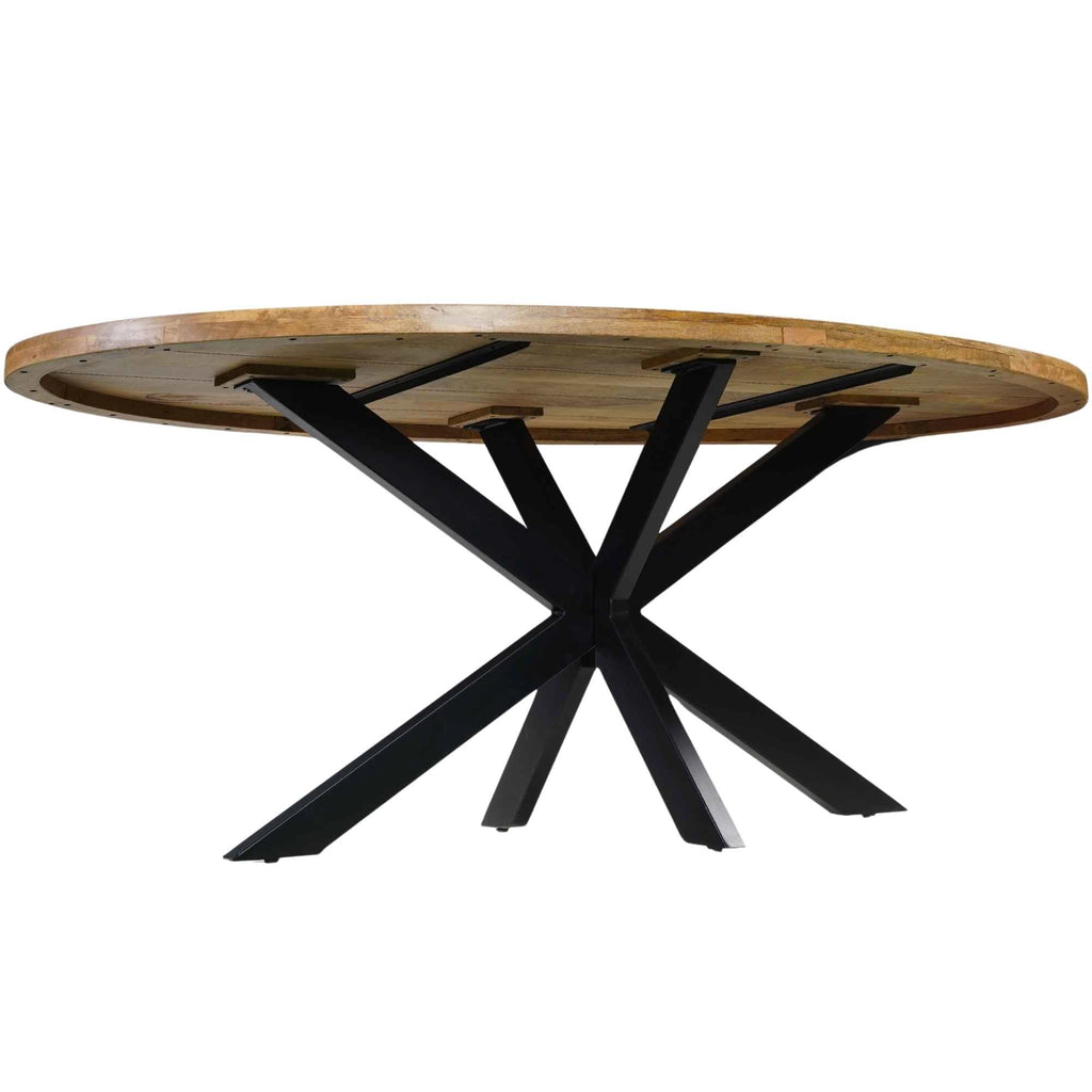 Mangoholz Esstisch Venedig oval mit Spider-Gestell