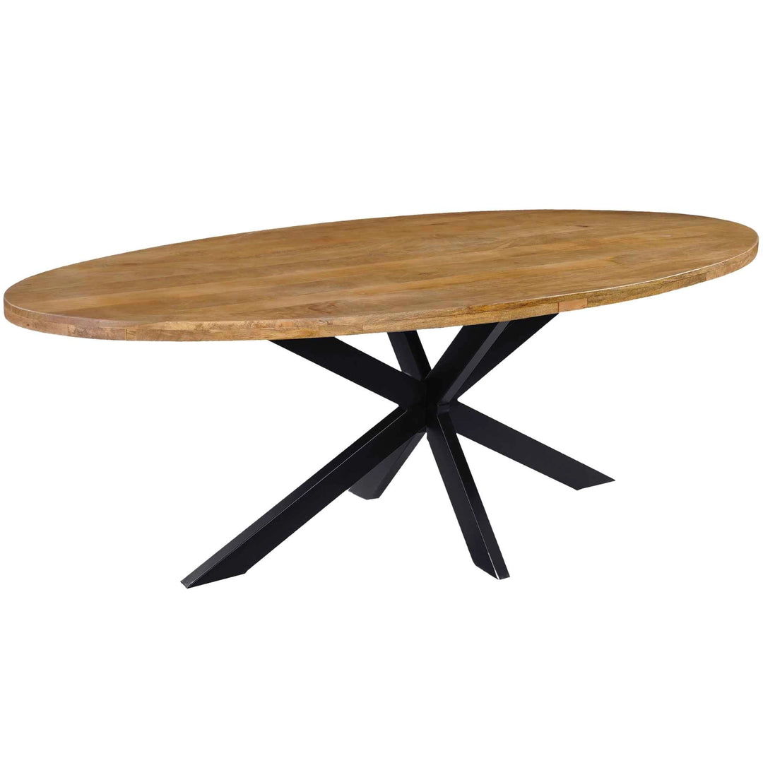 Mangoholz Esstisch Venedig oval mit Spider-Gestell