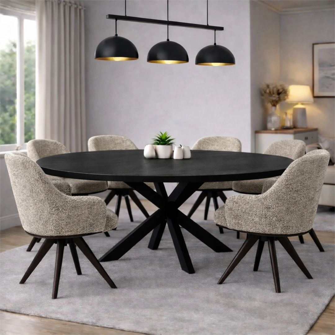 Mangoholz Esstisch Sydney oval mit Spider-Gestell