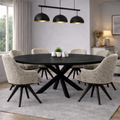 Mangoholz Esstisch Sydney oval mit Spider-Gestell