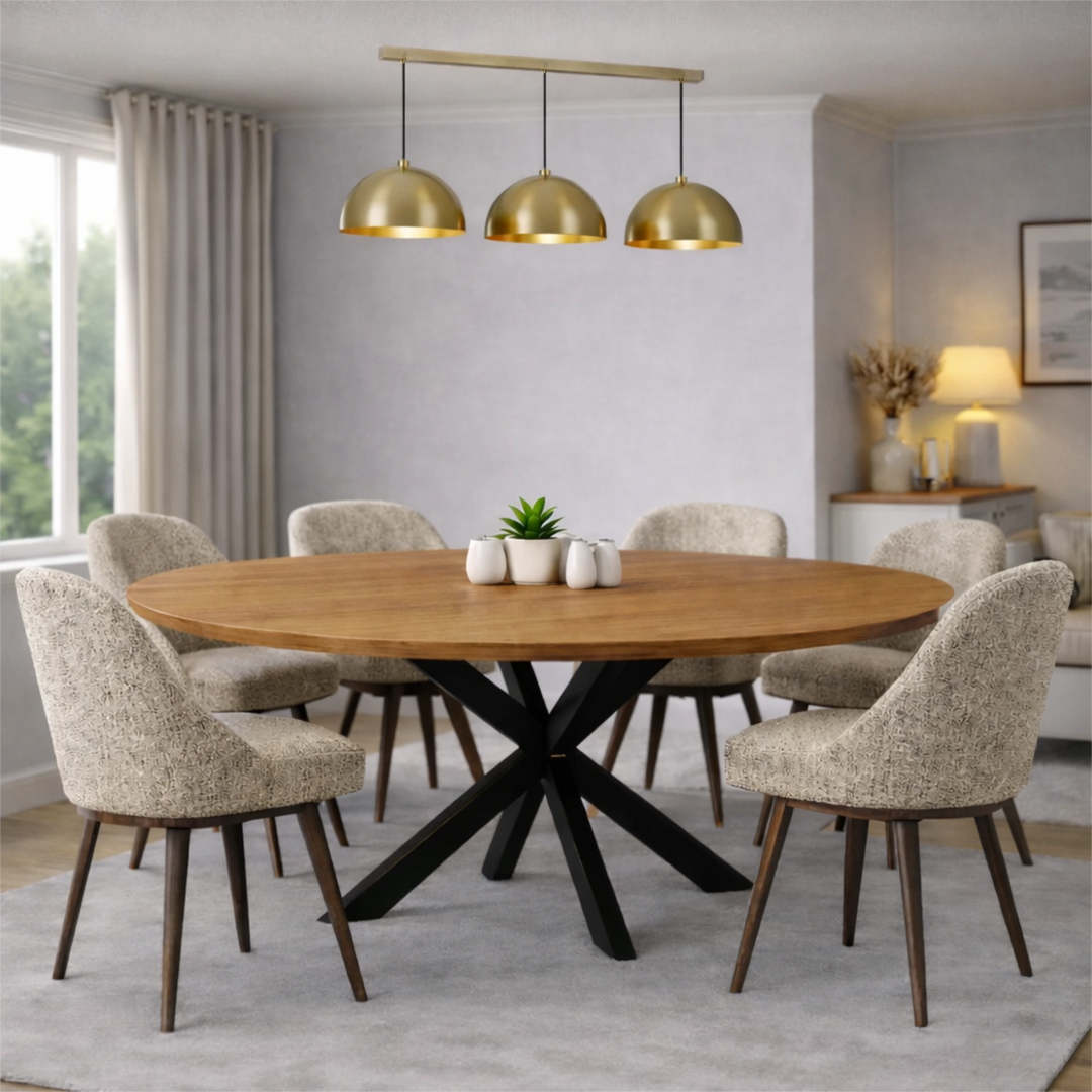 Mangoholz Esstisch Lissabon oval mit Spider-Gestell