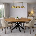 Mangoholz Esstisch Lissabon oval mit Spider-Gestell