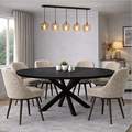 Mangoholz Esstisch Kreta oval mit Spider-Gestell