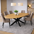 Mangoholz Esstisch Malta oval mit Spider-Gestell