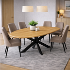 Mangoholz Esstisch Malta oval mit Spider-Gestell