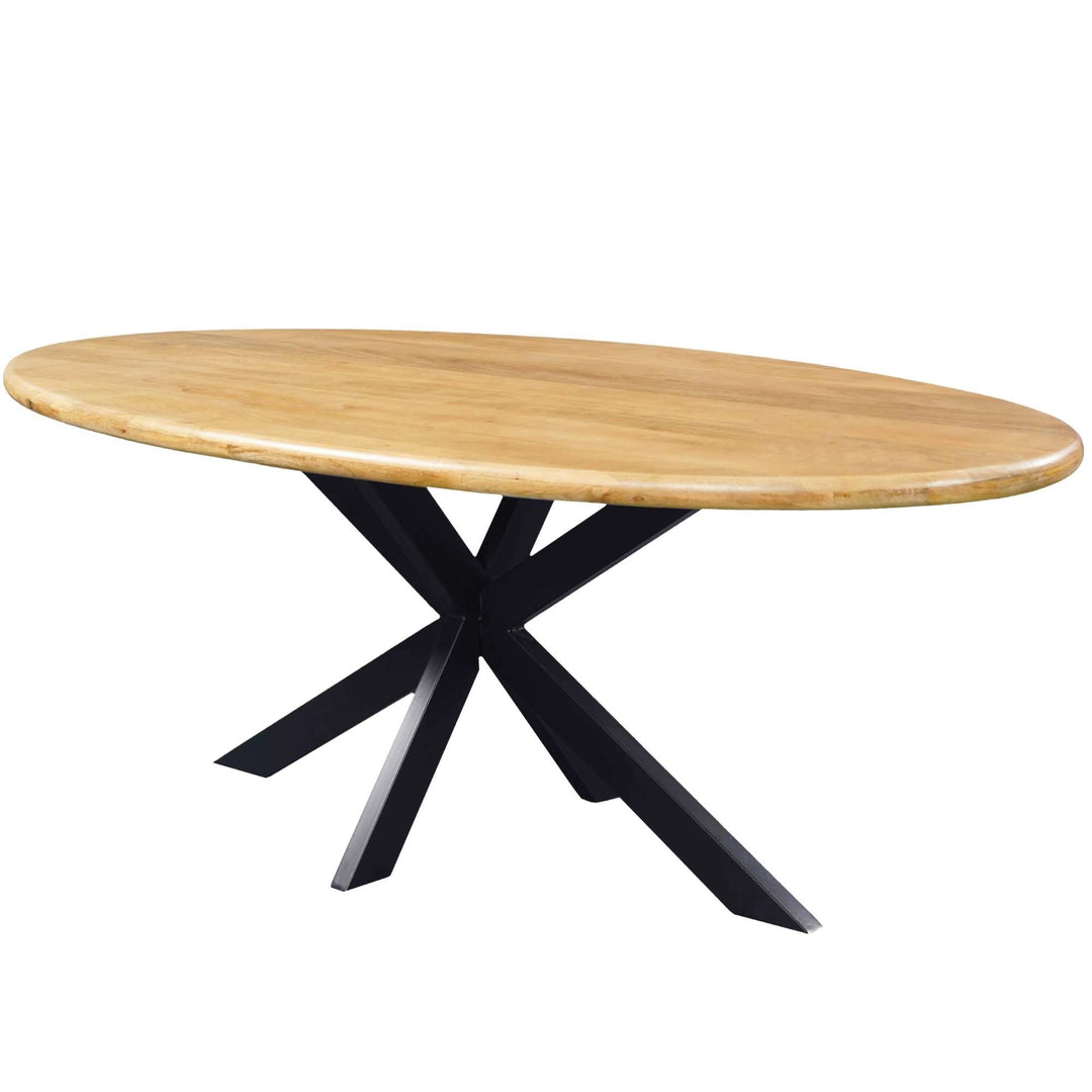 Mangoholz Esstisch Malta oval mit Spider-Gestell