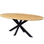 Mangoholz Esstisch Malta oval mit Spider-Gestell