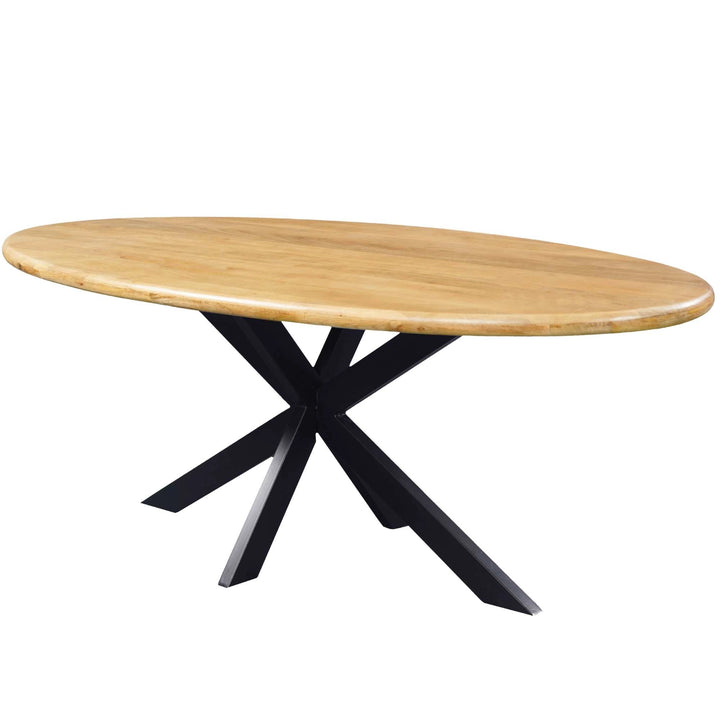 Mangoholz Esstisch Malta oval mit Spider-Gestell