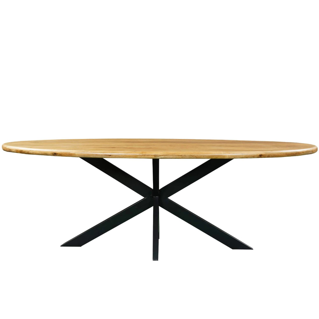 Mangoholz Esstisch Malta oval mit Spider-Gestell