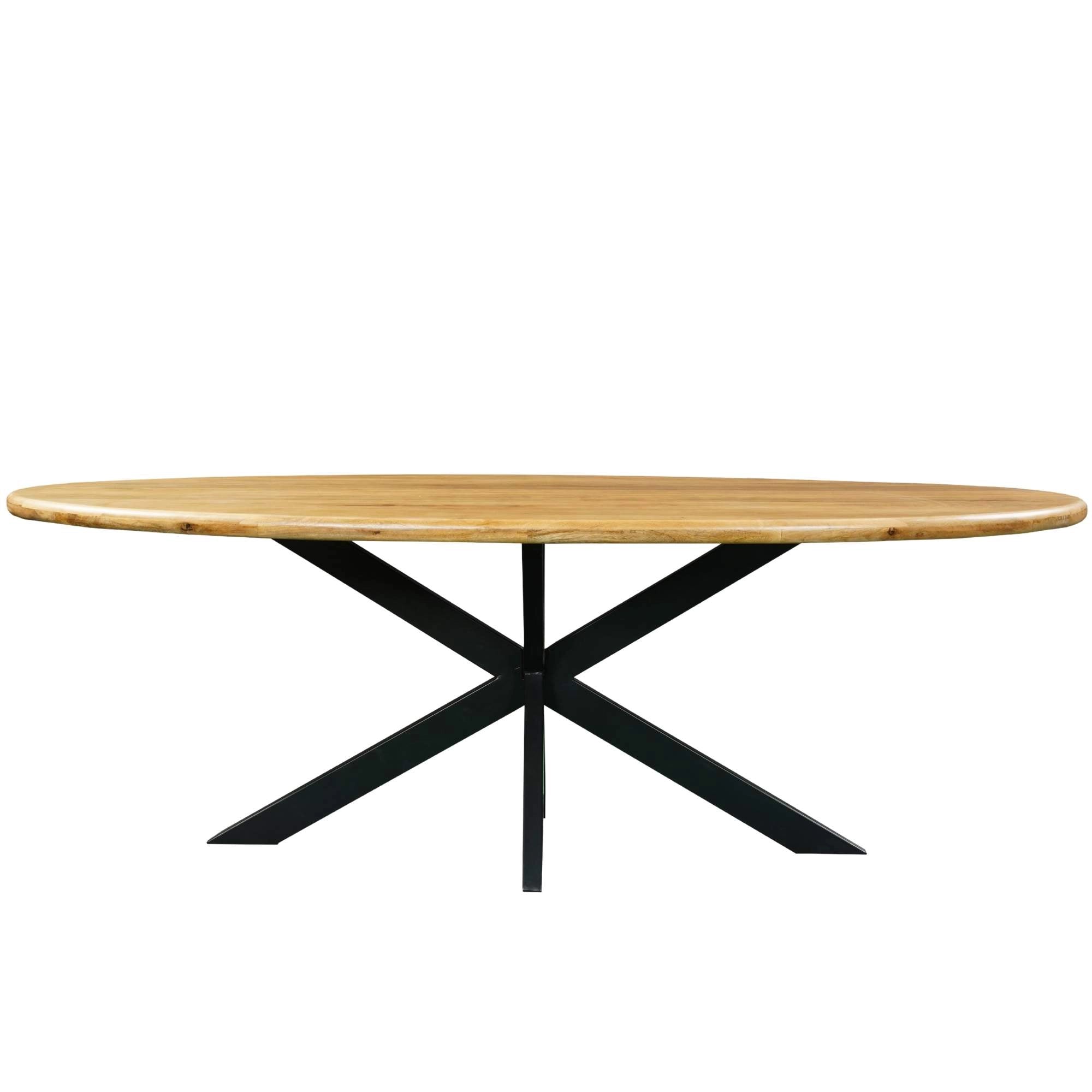 Mangoholz Esstisch Malta oval mit Spider-Gestell