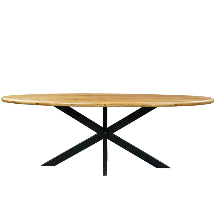 Mangoholz Esstisch Malta oval mit Spider-Gestell